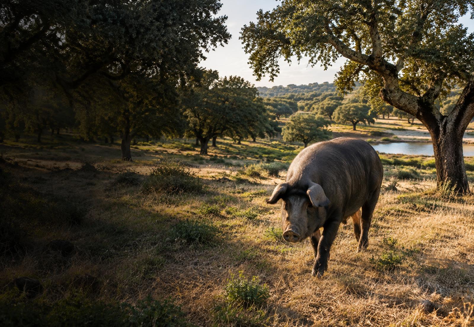 Cerdo ibérico en la dehesa de La Nava